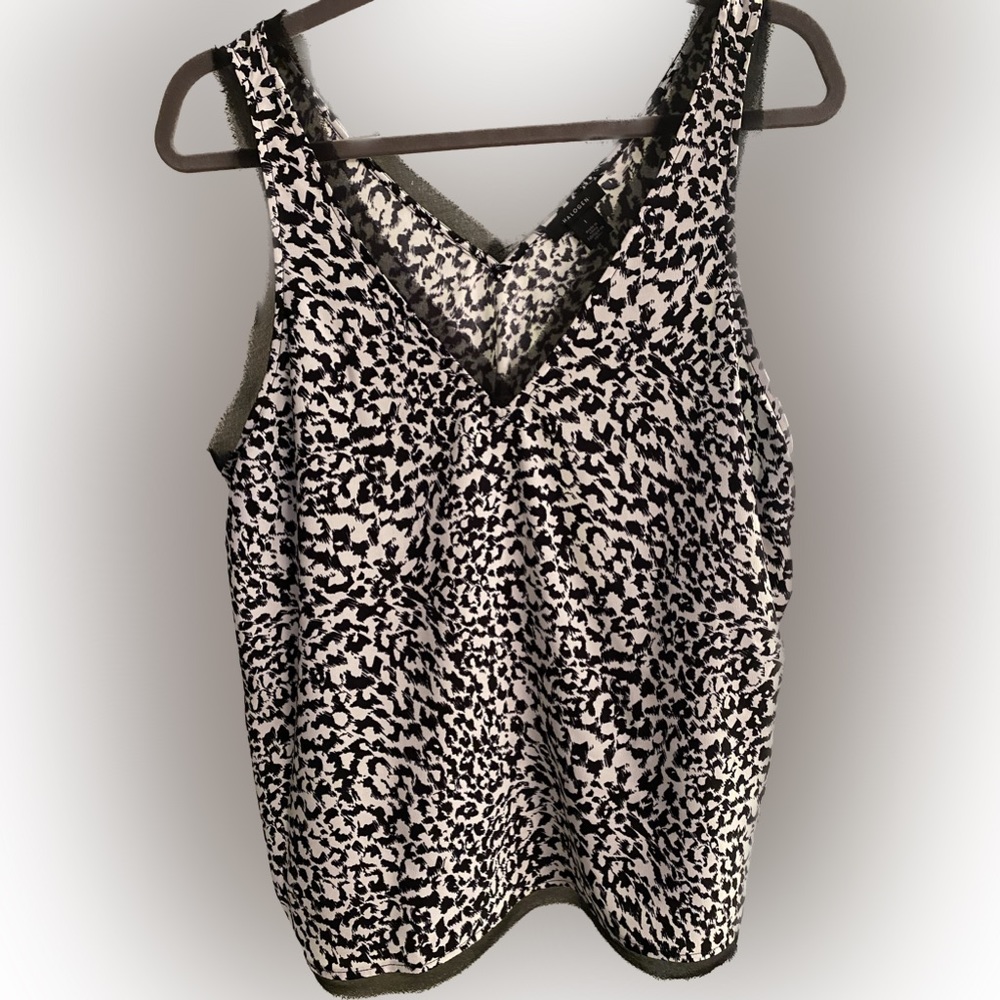 Halogen [Nordstrom] brand Cami or Tank top Sz L with Fun Chiffon Raw Edge Trim